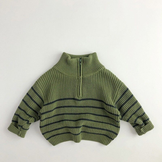 12M-6Y Unisex Retro Half-Zip Pullover Knitted Sweater  Toddler Boutique Clothing   