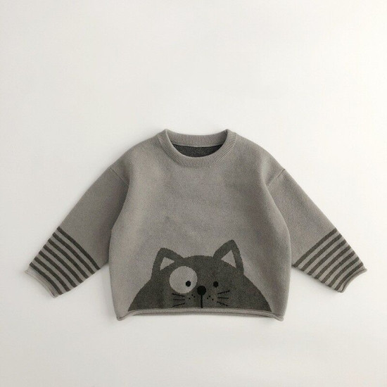 12M-6Y Unisex Retro Cartoon Pullover Knitted Sweater  Toddler Boutique Clothing   