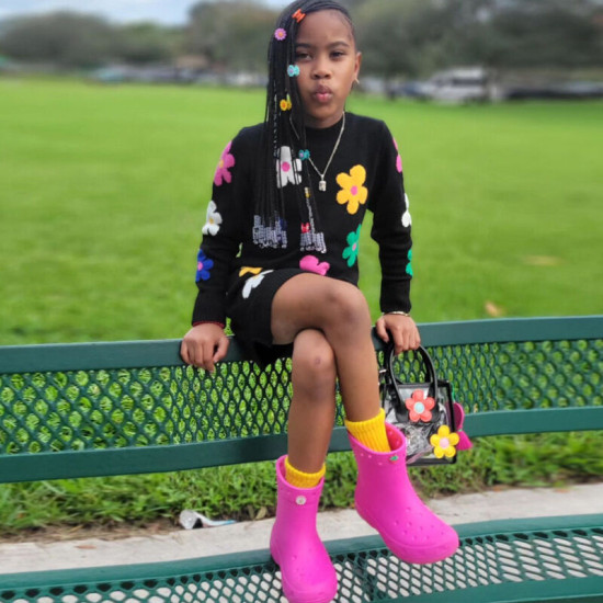 18M-6Y Toddler Girls Flower Knitted Sweater Dresses  Girls Clothes   