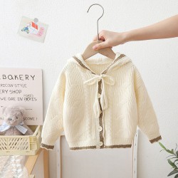 12M-5Y Toddler Girls Knitted Solid Color Hoodie Sweater Cardigan  Girls Clothes   