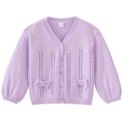 18M-6Y Toddler Girls Embroidery Floral Sweater Knitted Cardigan  Girls Clothes   