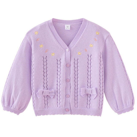 18M-6Y Toddler Girls Embroidery Floral Sweater Knitted Cardigan  Girls Clothes   