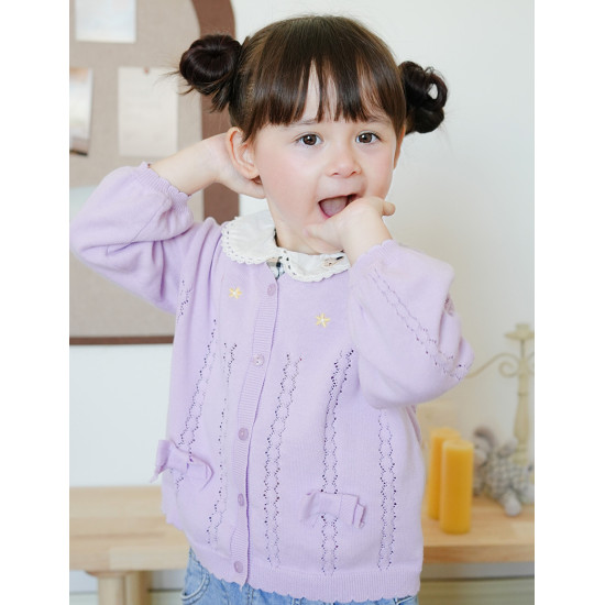 18M-6Y Toddler Girls Embroidery Floral Sweater Knitted Cardigan  Girls Clothes   