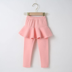 18M-7Y Toddler Girls Solid Color Ruffle Trim Legging  Girls Clothes   