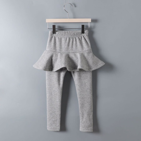 18M-7Y Toddler Girls Solid Color Ruffle Trim Legging  Girls Clothes   