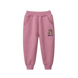 18M-7Y Toddler Girls Bear Embroidered Fleece Sweatpants  Girls Clothing   
