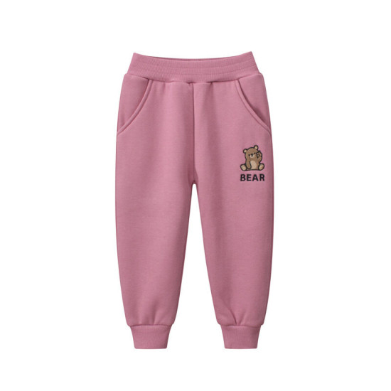 18M-7Y Toddler Girls Bear Embroidered Fleece Sweatpants  Girls Clothing   