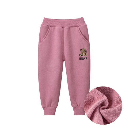 18M-7Y Toddler Girls Bear Embroidered Fleece Sweatpants  Girls Clothing   