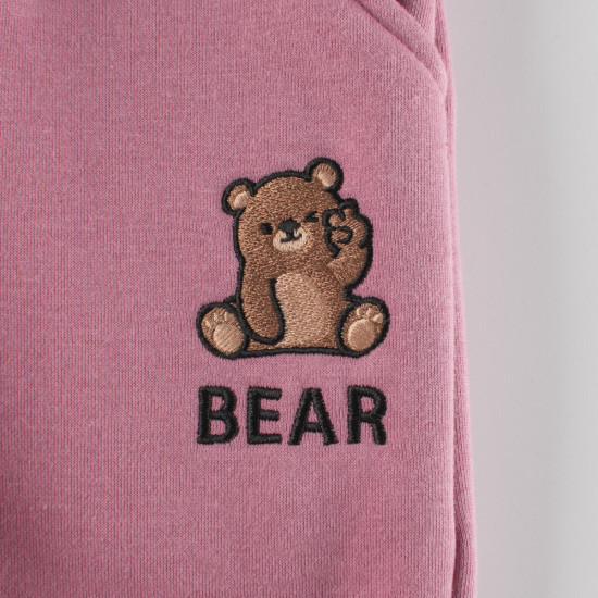 18M-7Y Toddler Girls Bear Embroidered Fleece Sweatpants  Girls Clothing   