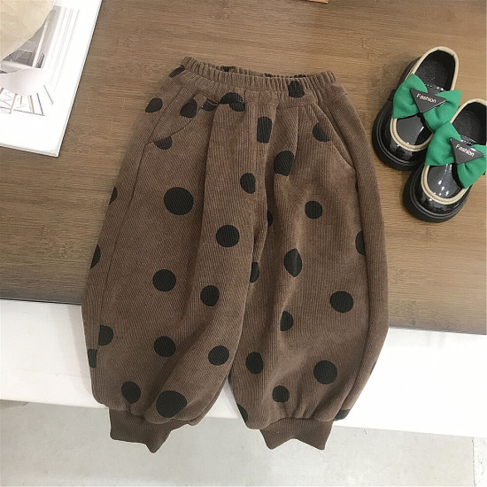 2-7Y Toddler Girls Polka Dot Corduroy Cotton Pants  Girls Clothes   
