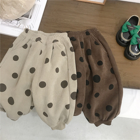 2-7Y Toddler Girls Polka Dot Corduroy Cotton Pants  Girls Clothes   