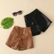 2-7Y Toddler Girls PU Leather Casual Shorts  Girls Fashion Clothes   