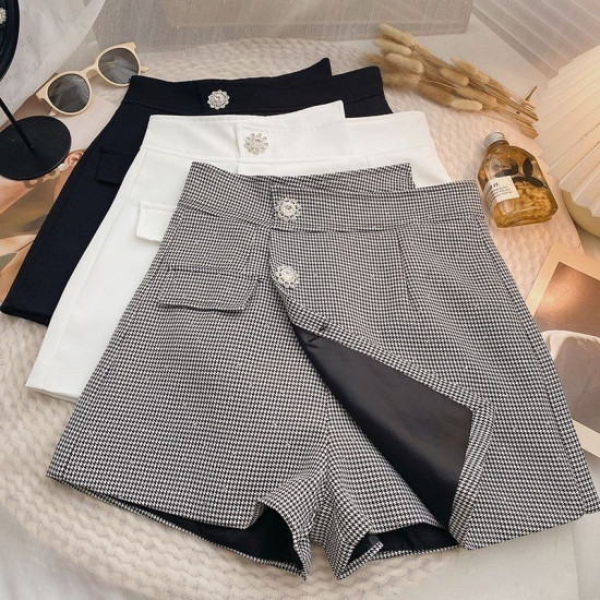 4-12Y Kids Girls Houndstooth Elasticated High Waist Shorts  Clothing Kidswear   