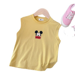 18M-7Y Toddler Girl & Boy  Sleeveless Cartoon Print Round Neck Top  Toddler Clothing   
