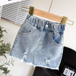 18M-7Y Toddler Girl Solid Color Hole Denim Shorts Girl  Boutique Clothing   
