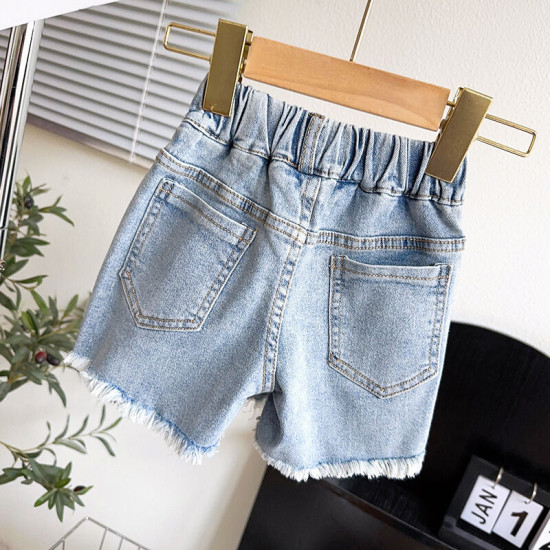 18M-7Y Toddler Girl Solid Color Hole Denim Shorts Girl  Boutique Clothing   