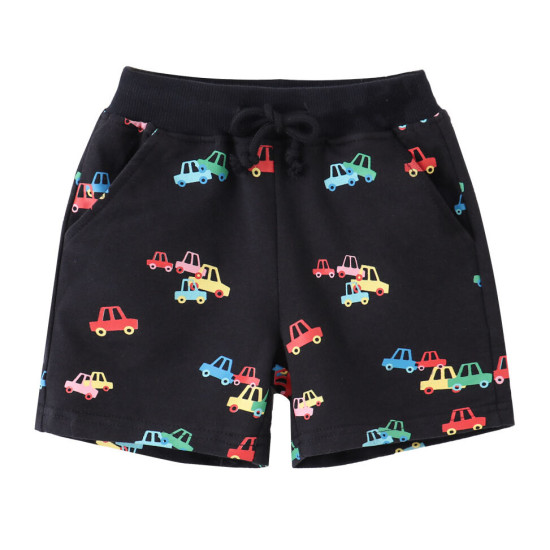 2-7Y Toddler Girl & Boy Cartoon Car Print Casual Shorts  Children Clothing   