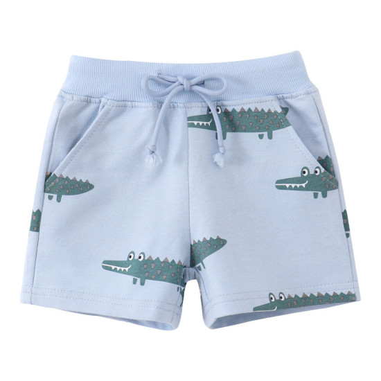 18M-7Y Toddler Girl & Boy Cartoon Crocodile Print Lace-Up Shorts  Children Clothing   