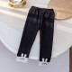 12M-6Y Toddler Girls Button Bow Fleece Flared Jeans Or Leggings  Girls Fashion Clothes   