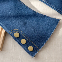 12M-6Y Toddler Girls Button Bow Fleece Flared Jeans Or Leggings  Girls Fashion Clothes   