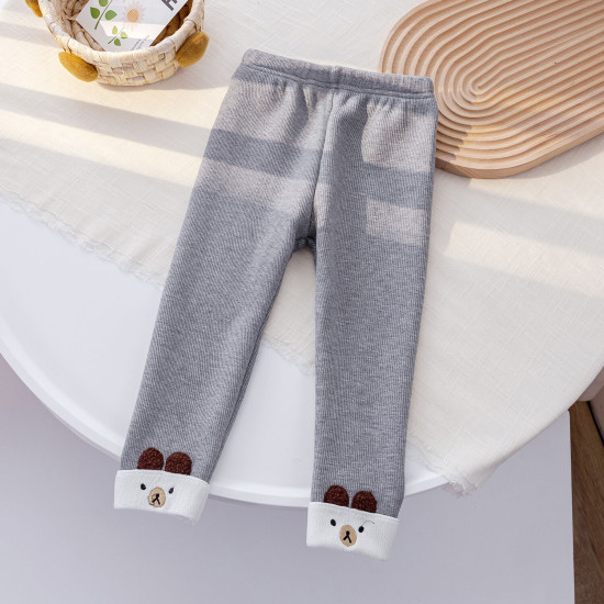 12M-6Y Toddler Girls Button Bow Fleece Flared Jeans Or Leggings  Girls Fashion Clothes   