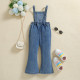 3-8Y Kids Girls Suspender Denim Flared Pants  Kids Boutique Clothing   