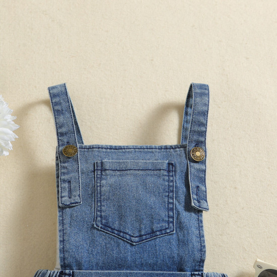 3-8Y Kids Girls Suspender Denim Flared Pants  Kids Boutique Clothing   