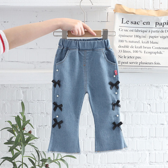 9M-5Y Toddler Girls Love Heart Bow Jeans  Girls Clothes   