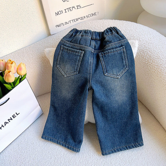 18M-7Y Toddler Girls Love Wide Leg Straight Denim Trousers  Girls Clothes   