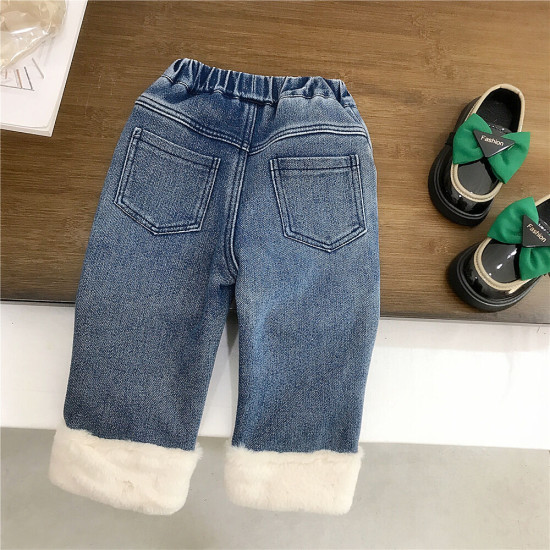 18M-7Y Toddler Girls Fleece Thickened Jeans  Girls Clothes   