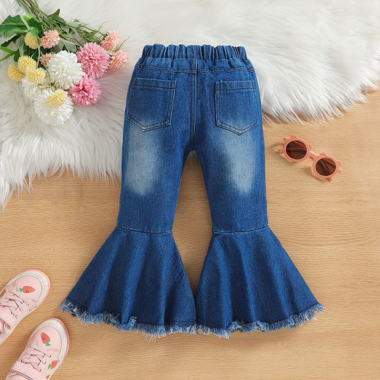 18M-6Y Toddler Girls Washed Denim Bell Bottoms  Girls Fashion Clothes   
