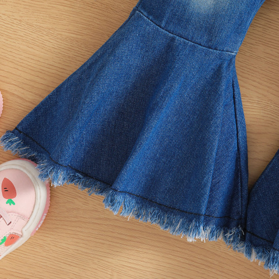 18M-6Y Toddler Girls Washed Denim Bell Bottoms  Girls Fashion Clothes   