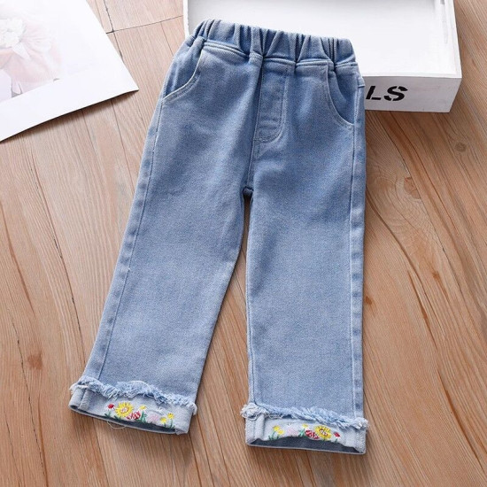 18M-7Y Toddler Girls Embroidered Floral Jeans  Girls Fashion Clothes   