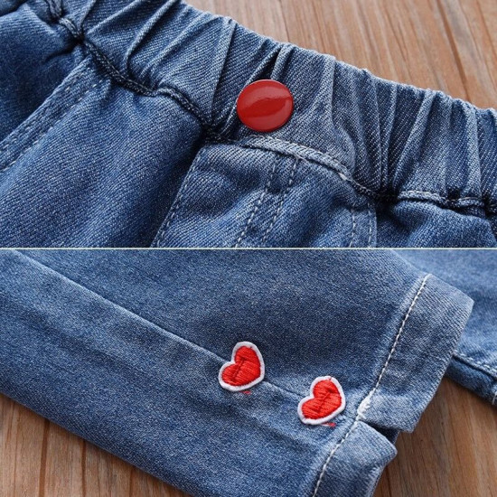 18M-7Y Toddler Girls Love Heart Jeans  Girls Fashion Clothes   
