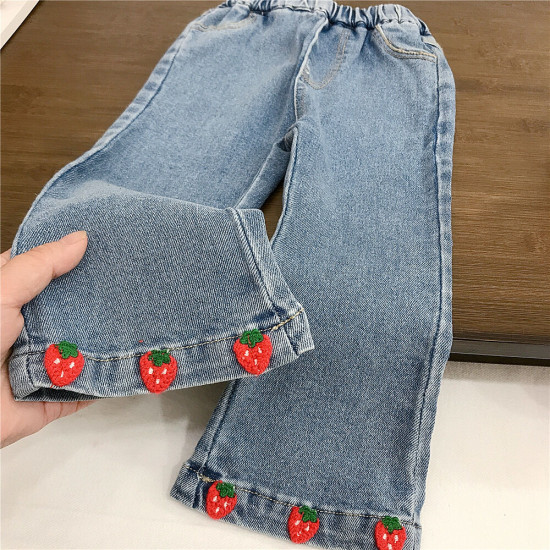18M-7Y Toddler Girls Strawberry Flared Jeans  Girls Fashion Clothes  