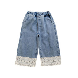 18M-7Y Toddler Girls Lace Denim Wide Leg Pants  Girls Fashion Clothes   