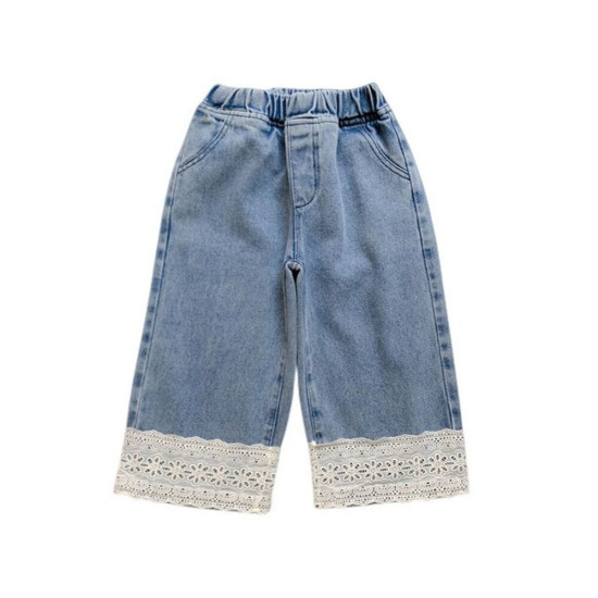 18M-7Y Toddler Girls Lace Denim Wide Leg Pants  Girls Fashion Clothes   