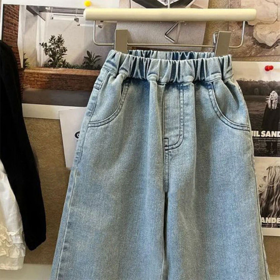 18M-7Y Toddler Girls Lace Denim Wide Leg Pants  Girls Fashion Clothes   