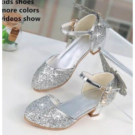 Girls Sequin Crystal Princess Shoes Dress Matching   