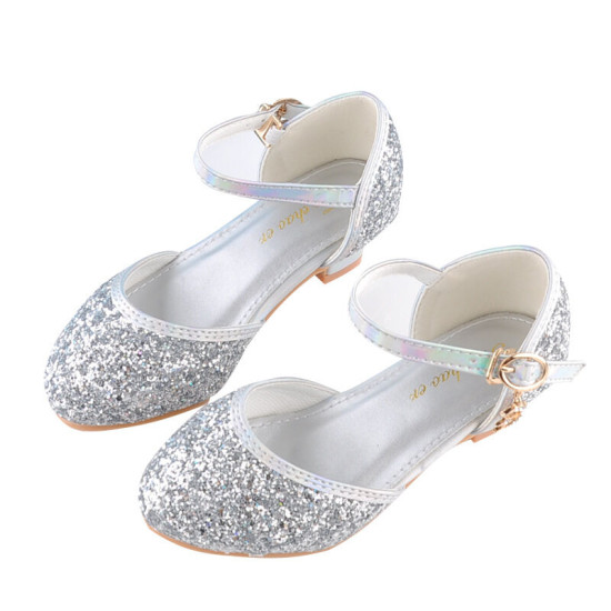 Girls Sequin Crystal Princess Shoes Dress Matching   