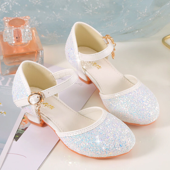 Girls Sequin Crystal Princess Shoes Dress Matching   