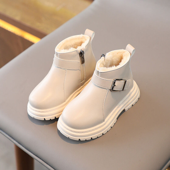 Fashionable Children's Fleece Side Zipper Cotton Boots For Kids  Accessories   