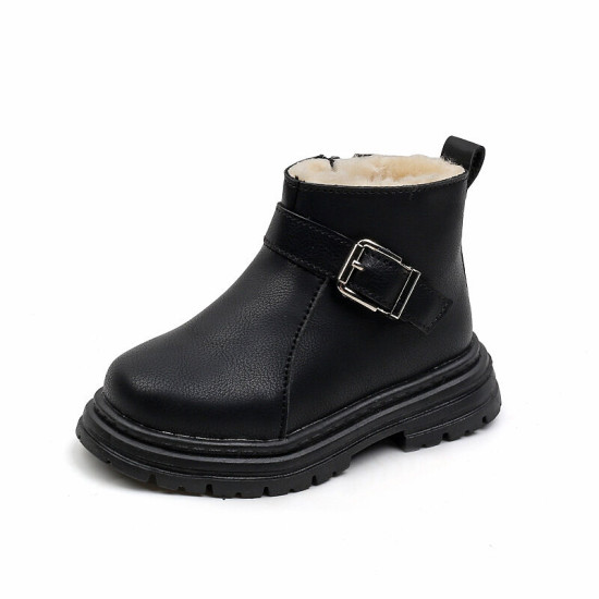 Fashionable Children's Fleece Side Zipper Cotton Boots For Kids  Accessories   