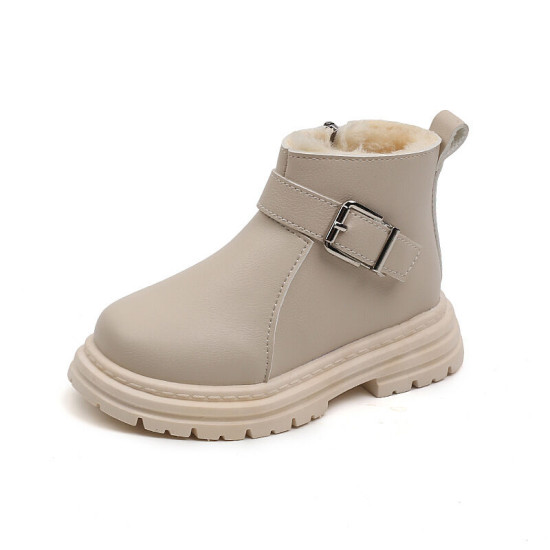 Fashionable Children's Fleece Side Zipper Cotton Boots For Kids  Accessories   