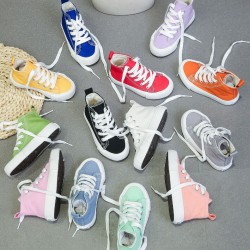 Fashionable Casual Lace-Up High-Top Canvas Shoes For Kids  Accessories   