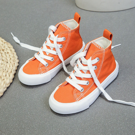 Fashionable Casual Lace-Up High-Top Canvas Shoes For Kids  Accessories   