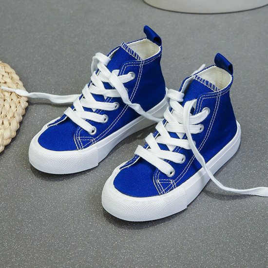 Fashionable Casual Lace-Up High-Top Canvas Shoes For Kids  Accessories   