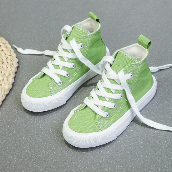 Fashionable Casual Lace-Up High-Top Canvas Shoes For Kids  Accessories   