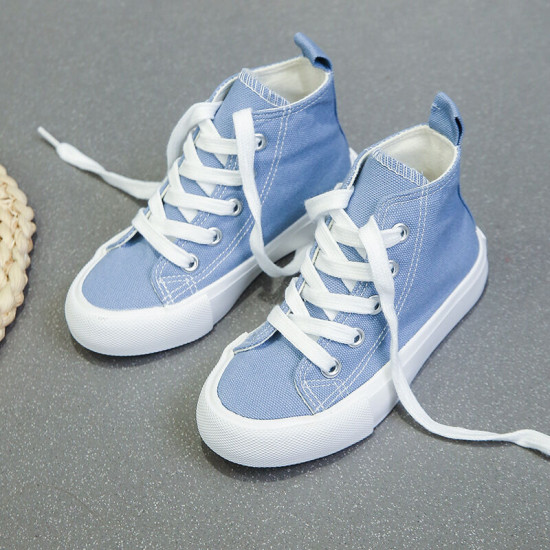 Fashionable Casual Lace-Up High-Top Canvas Shoes For Kids  Accessories   