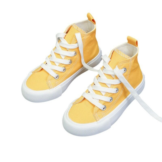 Fashionable Casual Lace-Up High-Top Canvas Shoes For Kids  Accessories   